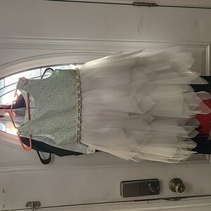 Couture Princess Dress Green & Gold Size 6x Girls Nwot